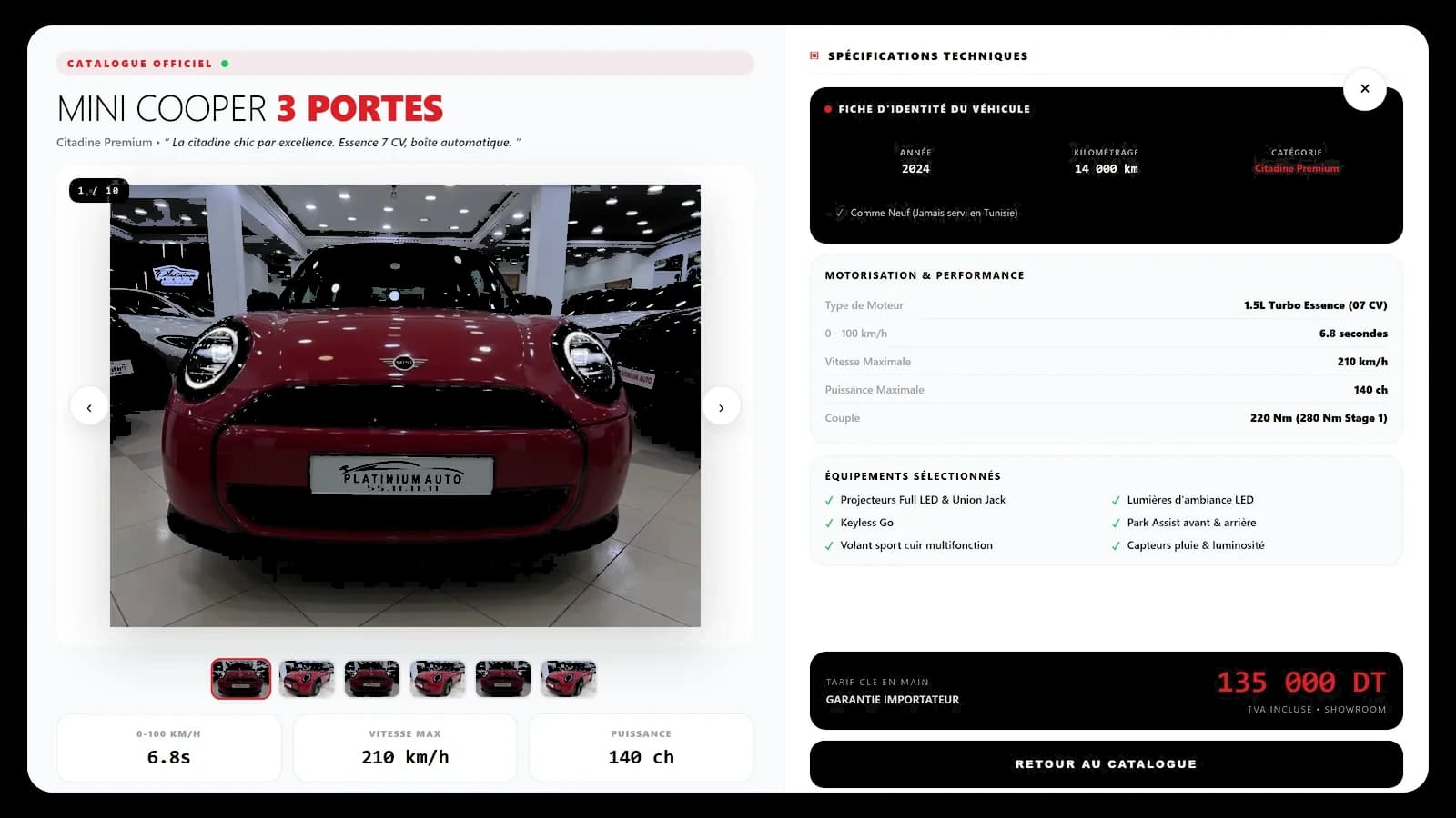 A product sheet worthy of the showroom